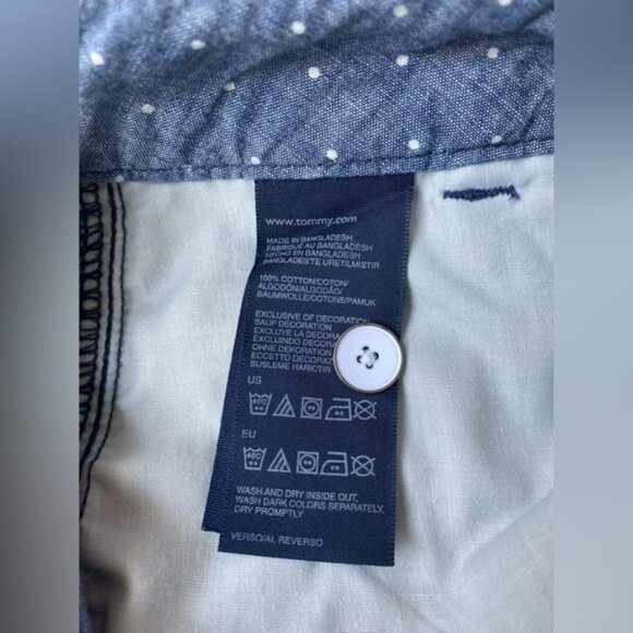 Tommy Hilfiger Blue Polka Dot Chambray Skirt Size 14 100% Cotton - Picture 6 of 8
